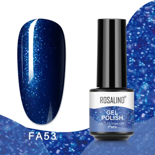 Rosalind Blizgus Gelinis Lakas LED/UV 5ml - Mėlynas (FA53)