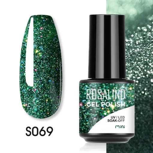 Rosalind Blizgus Gelinis Lakas LED/UV 5ml - Žalias (S069)